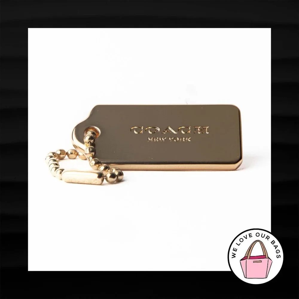 NEW Medium COACH NEW YORK GOLD BRASS THICK METAL FOB BAG CHARM KEYCHAIN HANG TAG - Picture 3 of 3